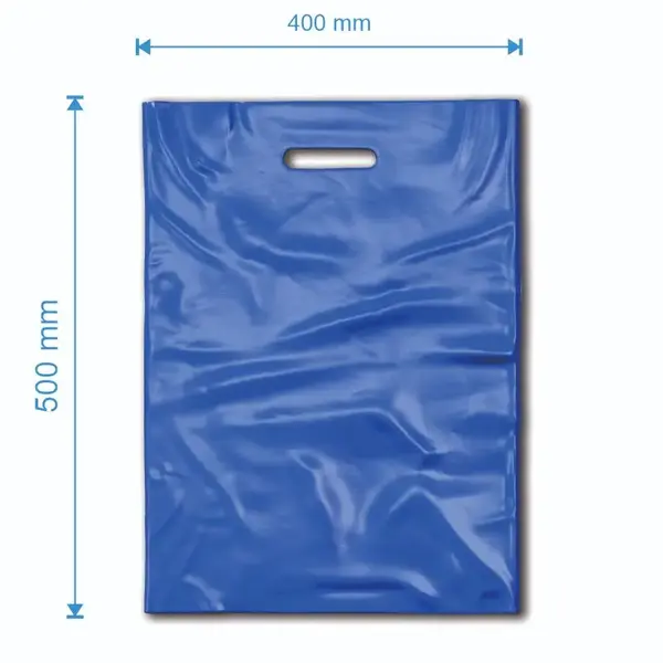 Sacoșă tip Banana LDPE 400mm x 500mm, culoarea albastru, grosime 50 microni