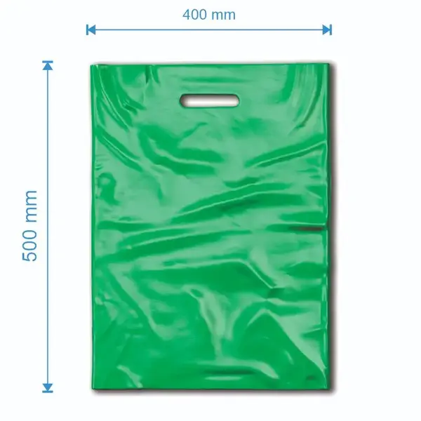 Sacoșă tip Banana LDPE 400mm x 500mm, culoarea verde, grosime 50 microni