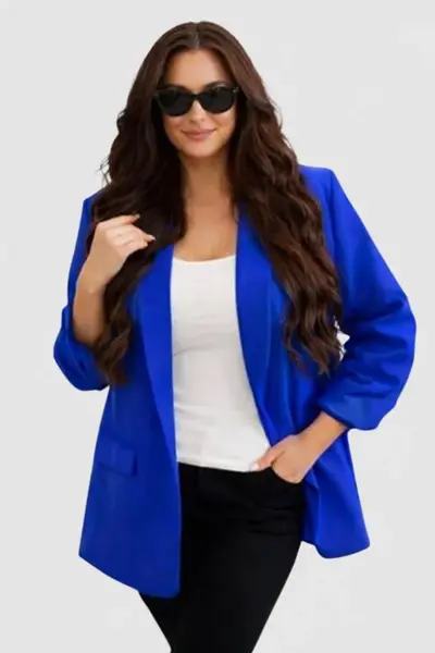 Sacou casual BLUMY, cu lungime medie si clapete, Albastru, Marime XL/2XL