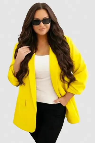 Sacou casual BLUMY, cu lungime medie si clapete, Galben, Marime XL/2XL