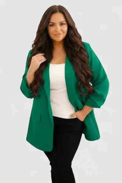 Sacou casual BLUMY, cu lungime medie si clapete, VERDE, Marime XL/2XL