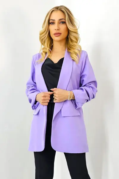 Sacou casual Nora, de lungime medie, Lila, Marime S/M