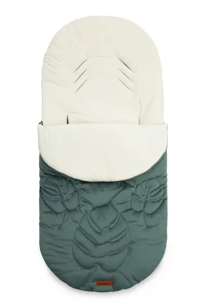 Saculet de iarna Sensillo Riviera Dark Green 95x45 cm, compatibil caruciorlandousanie, material matlasat elegant din catifea, orificii pentru centuri siguranta, acces cu fermoar