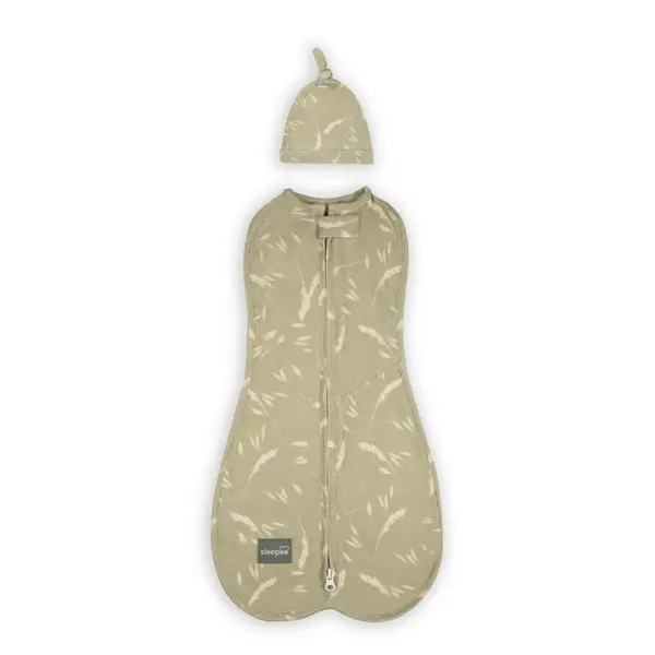 Saculet din bumbac Swaddle pentru infasat Nou nascut + caciulita First Step Meadow