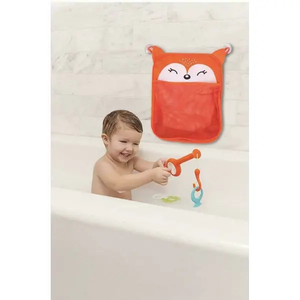Saculet pentru jucariile de baie FreeON Fox cu sistem de prindere cu ventuze 32x38 cm