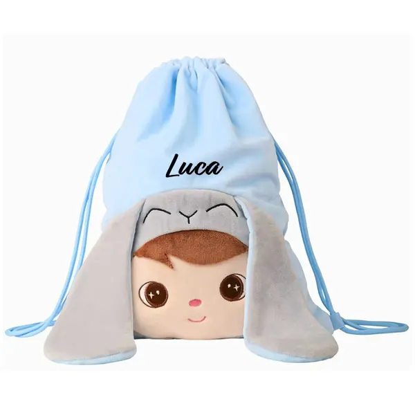 Saculet personalizat Iepuras Baietel