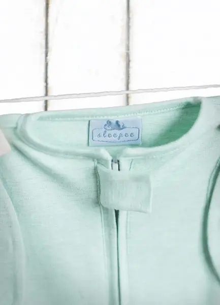 Saculet swaddle pentru infasat din bumbac + caciulita Second Step menta Sleepee