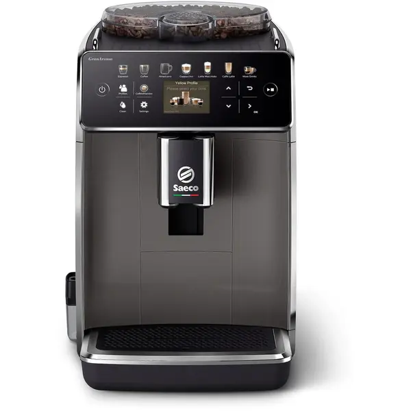 Saeco Espressor automat Philips Saeco GranAroma SM6582/10, 16 bauturi, Ecran TFT color, 6 profiluri utilizator, filtru AquaClean, Rasnita ceramica, Argintiu/Negru