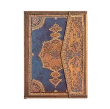 SAFAVID INDIGO, MIDI UNLINED JOURNAL. Hardcover, 120 gsm, ribbon marker, memento pouch, wrap closure/***