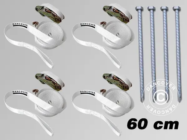 Safety pack - chinga 8m + piron prindere 60 cm - pentru pavilioane vant puternic