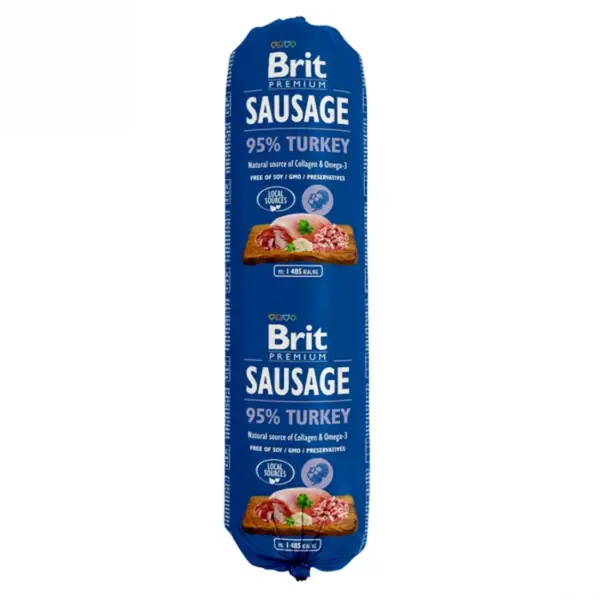 Salam pentru caini Brit cu Curcan 800 g