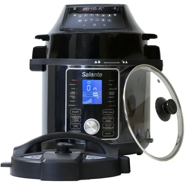 SALENTE MultiCooker Salente Ario, 1500 W, 6 L, gatire sub presiune, control digital, 42 programe, 11 moduri de gatire, Timer, Negru