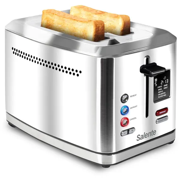 SALENTE Salente ToastMax, prajitor de paine cu afisaj digital, 2felii, 950 W, otel inoxidabil, Argintiu