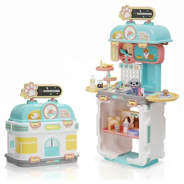 Salon de coafură pentru copii pentru animale de companie 2 în 1 Raya Toys - 44 piese