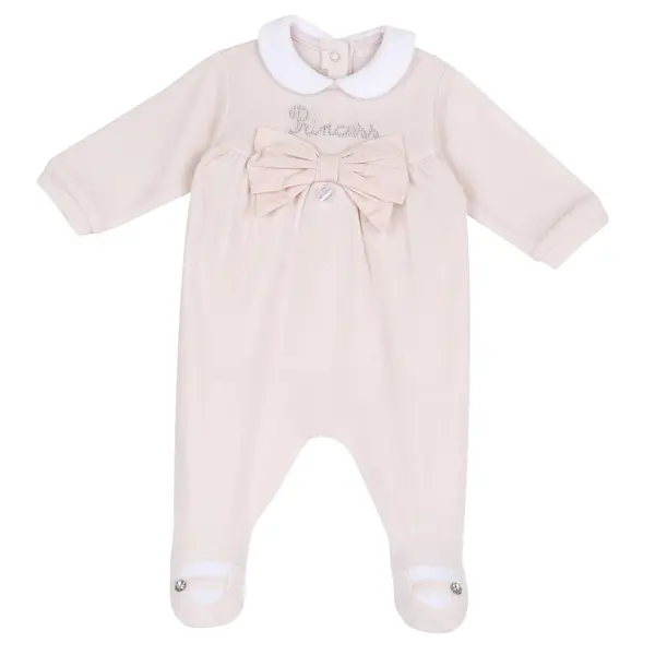 Salopeta bebe Chicco din velur cu deschidere la scutec, Roz, 01749-70MFCI