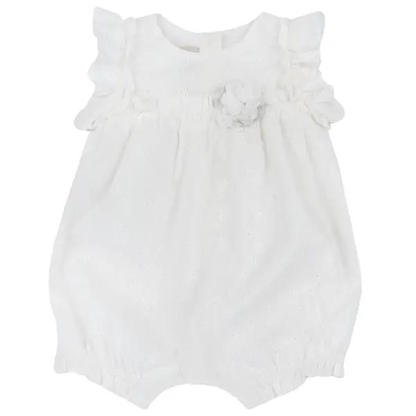 Salopeta bebelusi Chicco broderie engleza, Alb, 01687-70MFCO