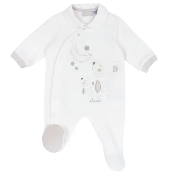 Salopeta bebelusi Chicco din velur, alb, 02602-65MFCI