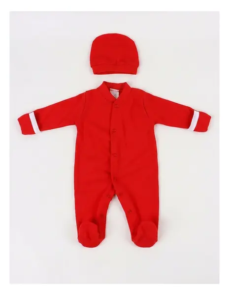 Salopeta + caciula baby CFX rosu