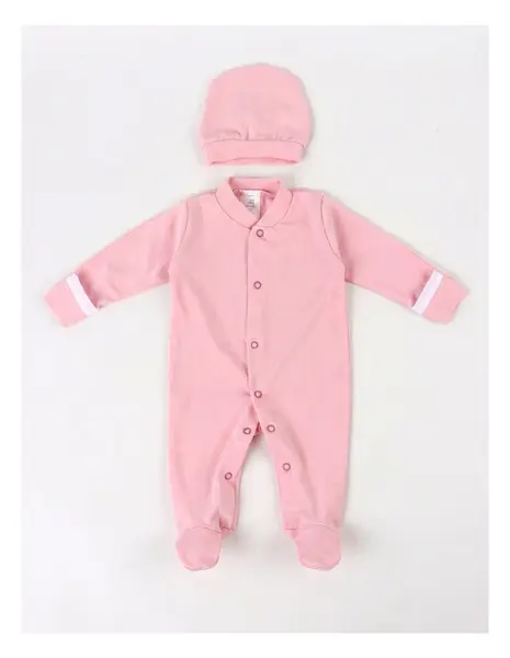 Salopeta + caciula baby CFX roz