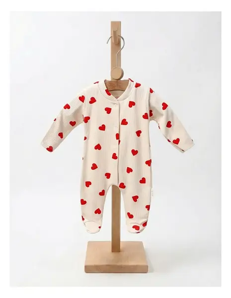 Salopeta cu botosei World Of Hearts, crem-rosu