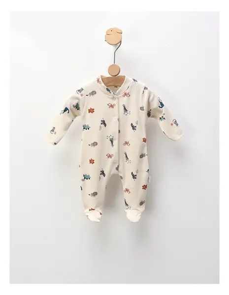 Salopeta cu botosei Zebra, Girafa, Maimutica, crem