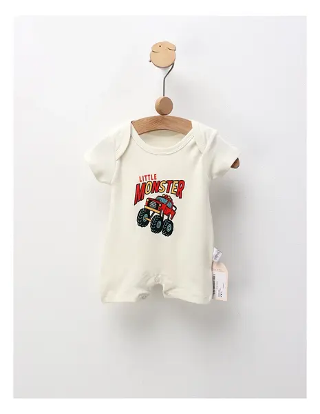 Salopeta de vara, Little Monster Truck, ecru