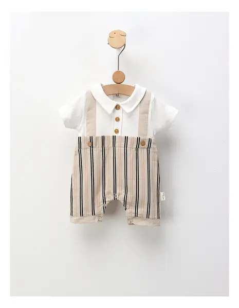 Salopeta Fashion Boy, alb-crem