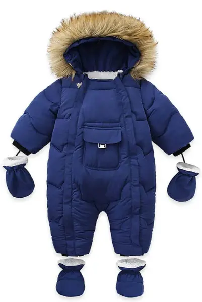 Salopeta groasa de iarna pentru bebelusi - bleumarin / 6-9 luni (73 cm)