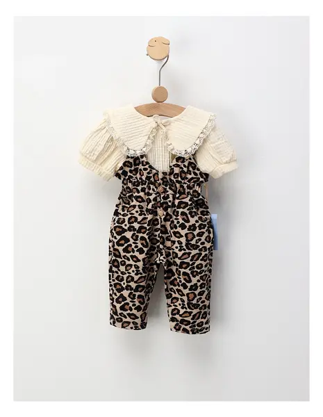 Salopeta Leopard + Bluzita MS, negru-crem