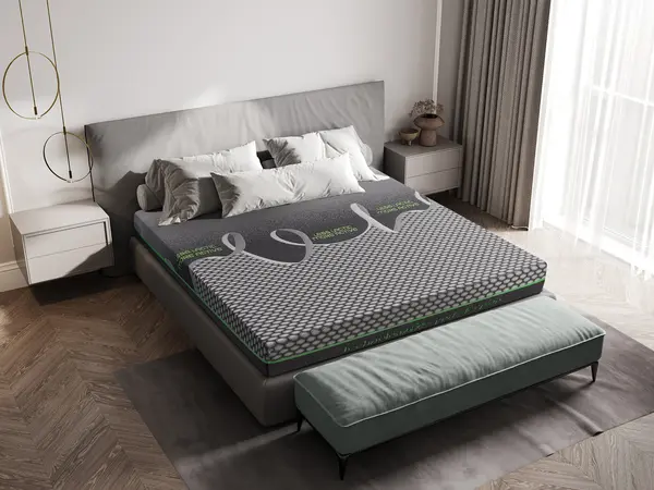 Saltea Bedora Cloud Activ 140x200 cm, 7 zone, latex, medie/tare, 23 cm, husa cu cristale minerale