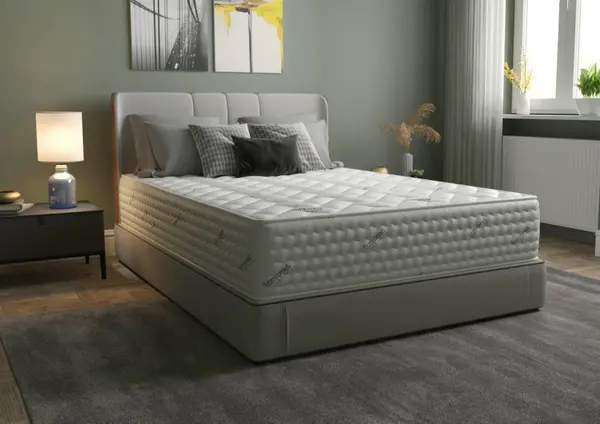 Saltea cu arcuri Pocket Somnomed Comfort Fit 120x200x30 cm spuma cu memorie si husa tratament antiacarieni, fermitate mediu-tare