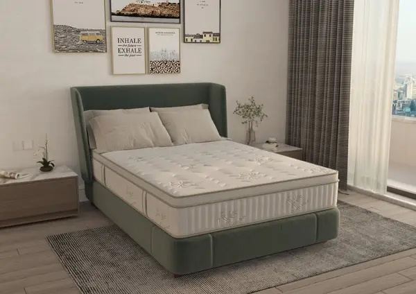 Saltea cu memorie si arcuri Bambus Super Confort Pocket Multilayer 90 x 200 x 25 cm cu husa matlasata