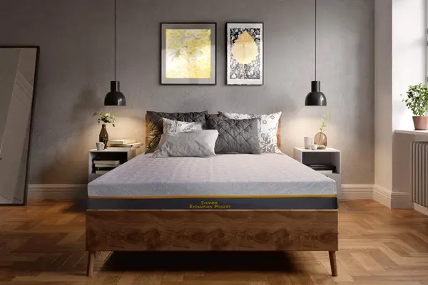 Saltea cu memorie și arcuri individuale Somnexpert Silver Evolution Pocket Spring 180x200, înălțime 24 cm, husă detașabilă, fermitate medie