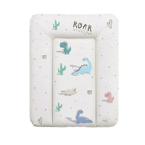Saltea de infasat, Ceba Baby moale cu dinozauri, Fara ftalati, 70 x 50 cm, Multicolor