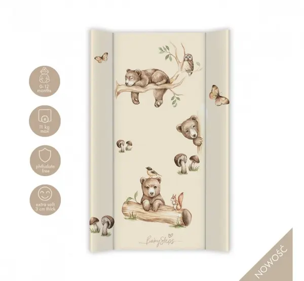 Saltea de infasat cu spate intarit si margini de protectie 50x80 cm Happy Bear