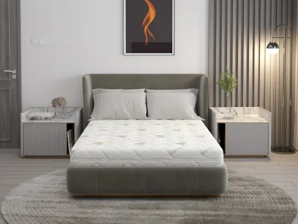 Saltea din spuma poliuretanica Somnart Confort 4Family Aloe Vera 200 x 200 x 14 cm cu husa detasabila