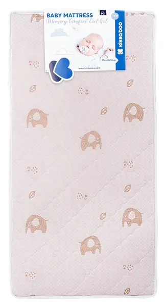 Saltea Kikka Boo - Memory Comfort, Cool gel, 70 x 140 x 12 cm, Elephants Pink