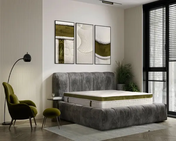 Saltea Ortopedica Green Future Nature Bambus 160x200 cm, memory foam, latex, 25 cm, anatomica, ergonomica, husa detasabila, lavabila, antialergica