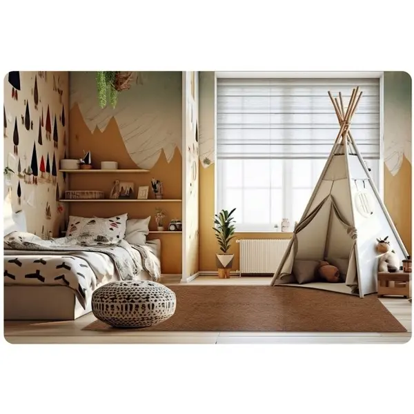 Salteluta de joaca multifunctionala tip puzzle 180 x 120 cm Massido 650102 Maro