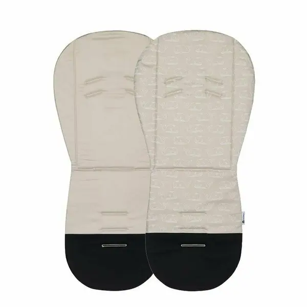 Salteluta pentru carucior, Petite&Mars, Foamy, Din spuma cu memorie, 86 x 42 cm, Reversibila, Universala, Design balenute, Bej