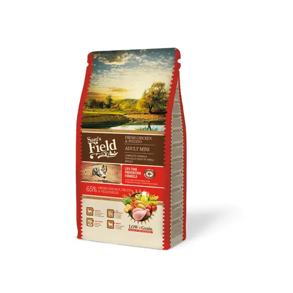 SAM'S FIELD Fresh Adult Mini, XS-S, Pui și Cartofi, hrană uscată conținut redus cereale câini, 8kg