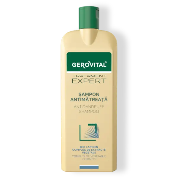 Șampon Antimătreață Cu Bio Capigen și Complex De Extracte Vegetale, Gerovital Tratament Expert, 400 Ml