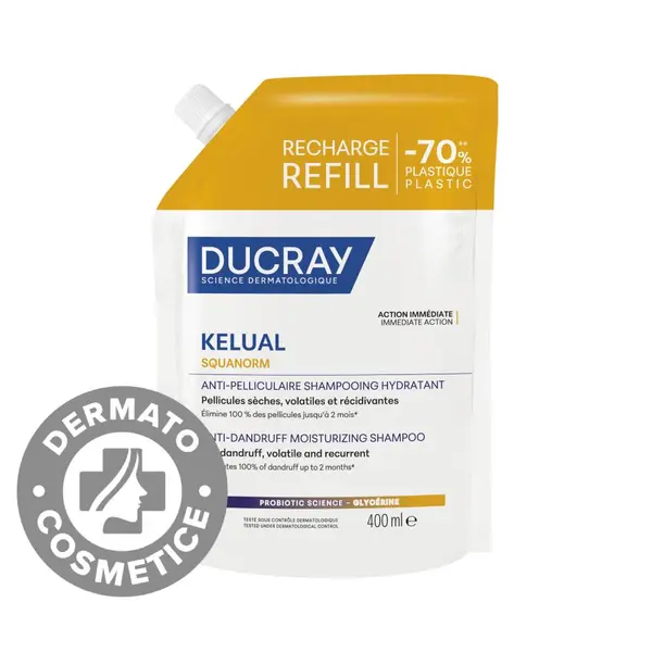 Sampon antimatreata hidratant pentru matreata uscata Kelual Squanorm, 400ml, Ducray