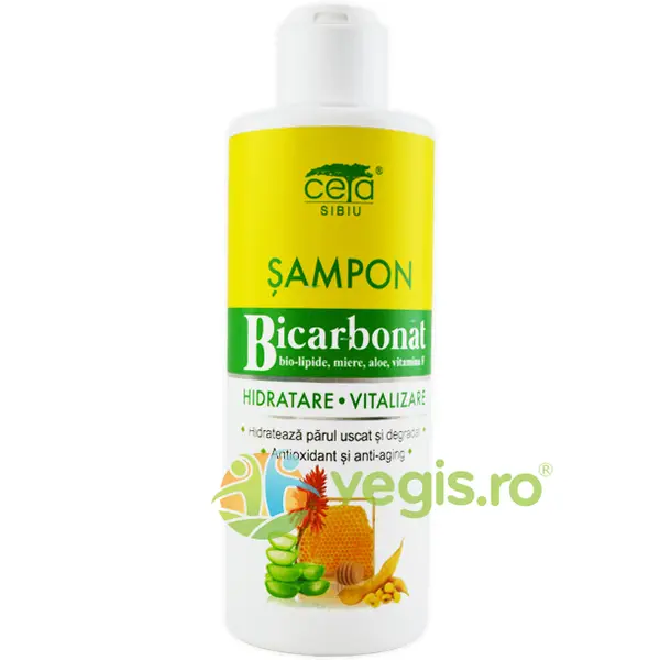 Sampon Bicarbonat pentru Hidratare si Vitalizare cu Bio-Lipide, Miere, Aloe si Vitamina F 200ml