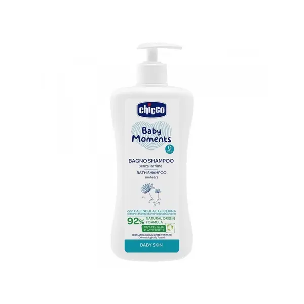 Sampon, Chicco, Baby Moments, fara Lacrimi, 0+ Luni, cu Galbenele si Glicerina, 500ml