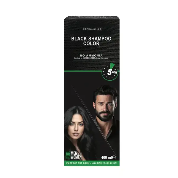 Sampon de vopsire a parului fara amoniac, in 5 minute, 100% acoperire fire de par alb, usor ca o spalare, eficient ca o vopsea, by Verilaria, 400ml