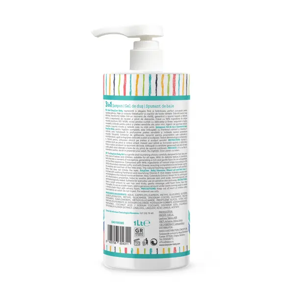 Sampon, gel de dus spuma de baie pentru bebelusi si copii Bubble Gum 1L Easycare Baby 3 in 1