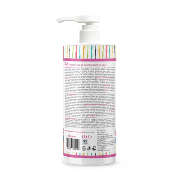 Sampon, gel de dus spuma de baie pentru bebelusi si copii Floral 1L Easycare Baby 3 in 1