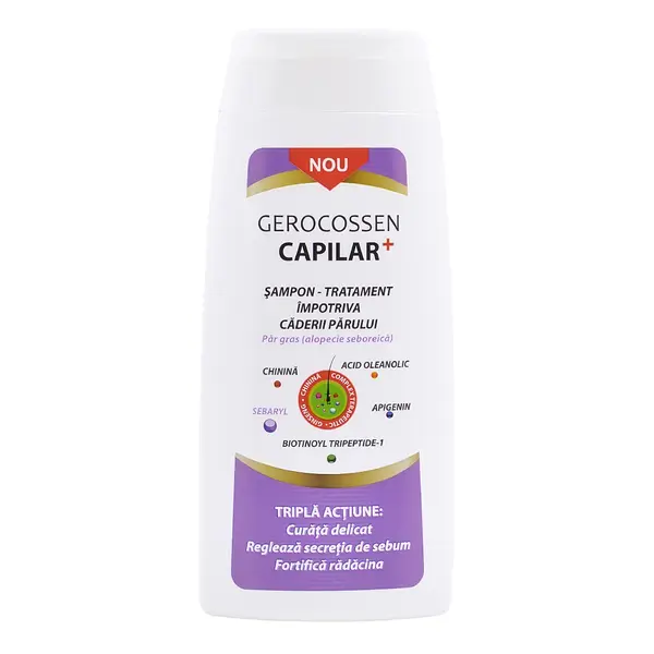 Sampon impotriva caderii parului par gras Capilar+, 275 ml, Gerocossen