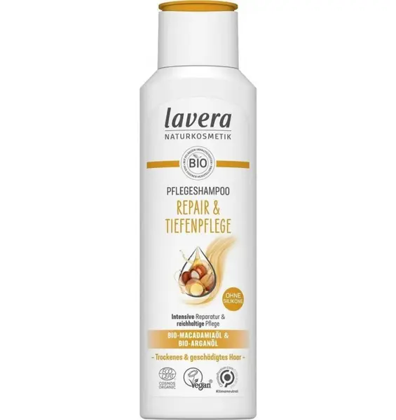 Sampon pentru ingrijire si reparare cu ulei bio de macadamia si ulei bio de argan - 250 ml